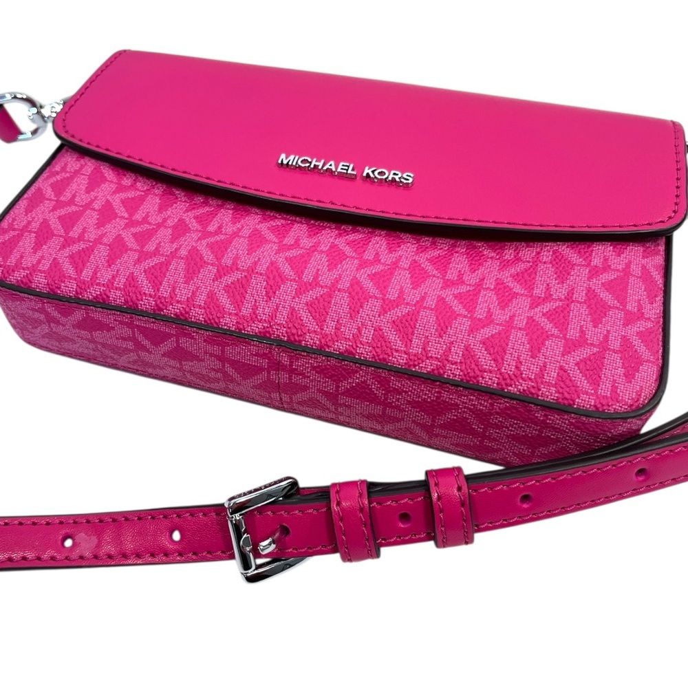 Michael Kors Jetsetter Small Crossbody Logo Bag in Electric Pink - Picture 5 of 7
